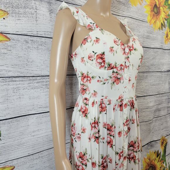 BOG Collective Red and White Floral Maxi Dress Size S NWT - Picture 4 of 12